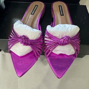 BCBGMAXAZRIA VADA NEW in box PINK METALLIC leather sz 6.5M sandals slippers